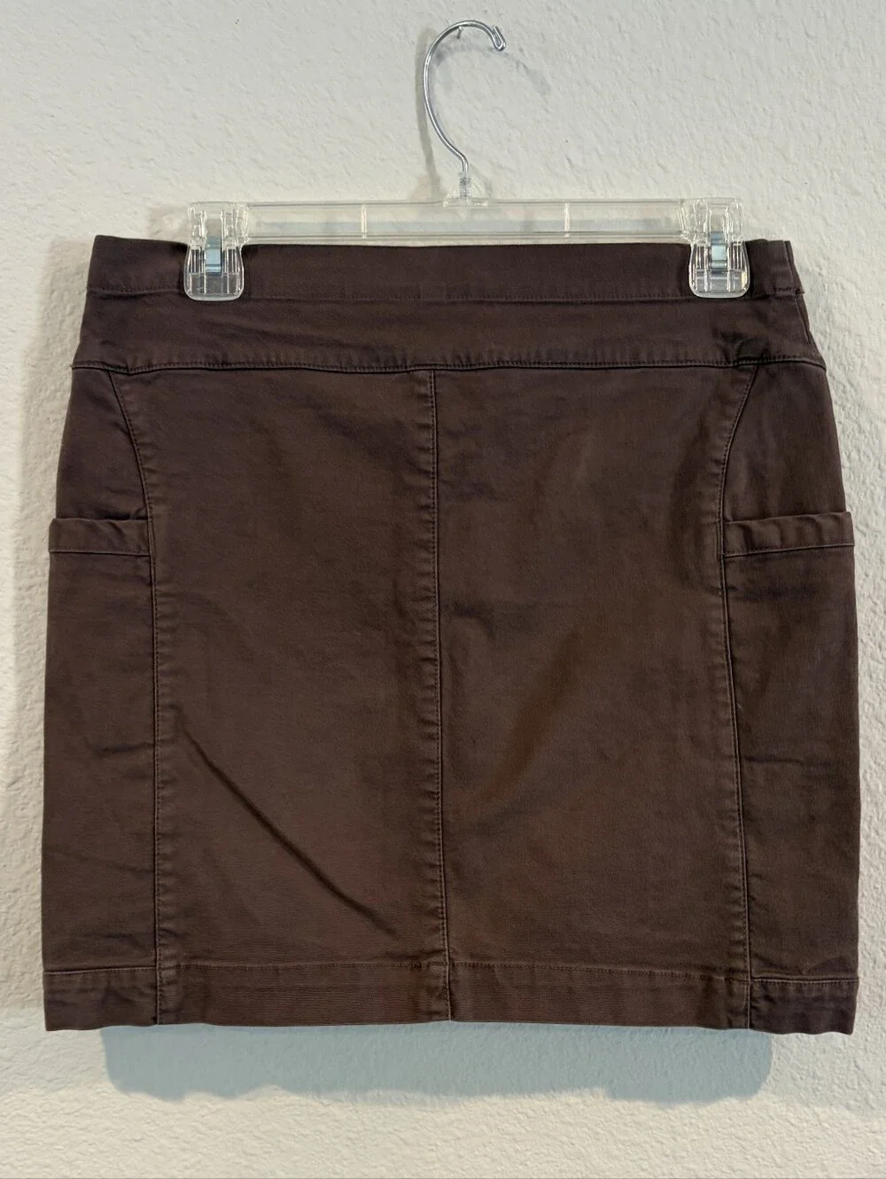 Toad & Co‎ Womens Classic Casual Brown Cotton Gold Button Pocket Mini Skirt 2